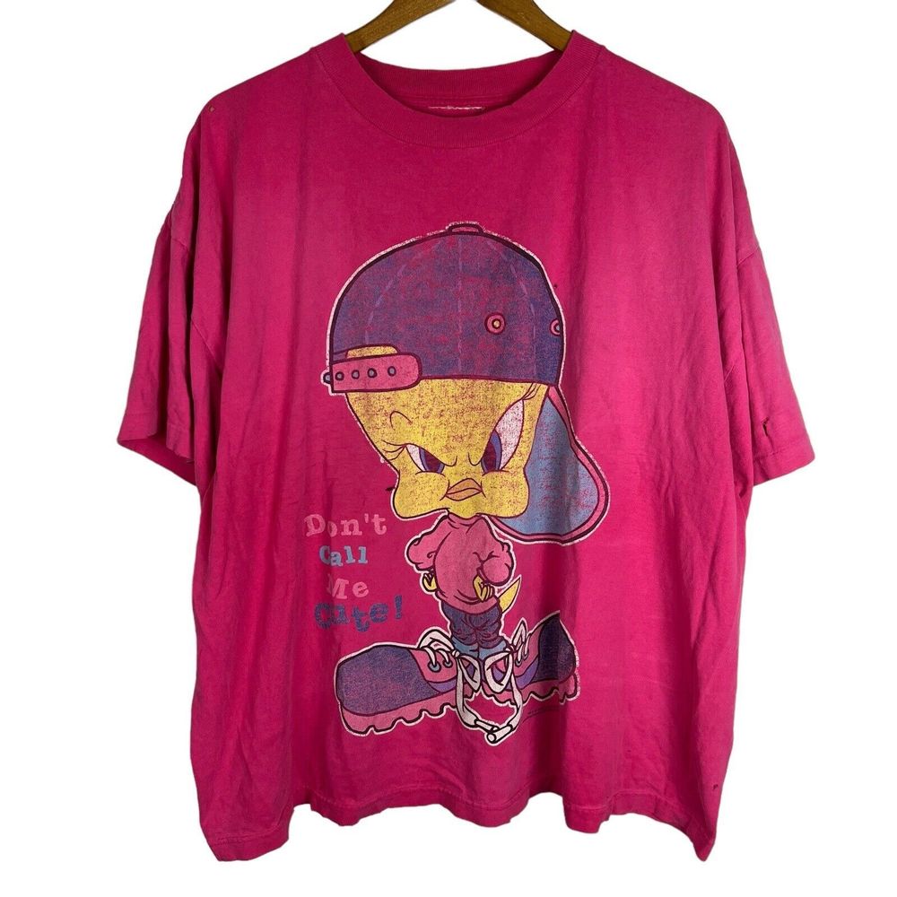 Vintage 1996 Warner Bros Tweety Bird Dont Call Me Cute Womens Oversized Shirt